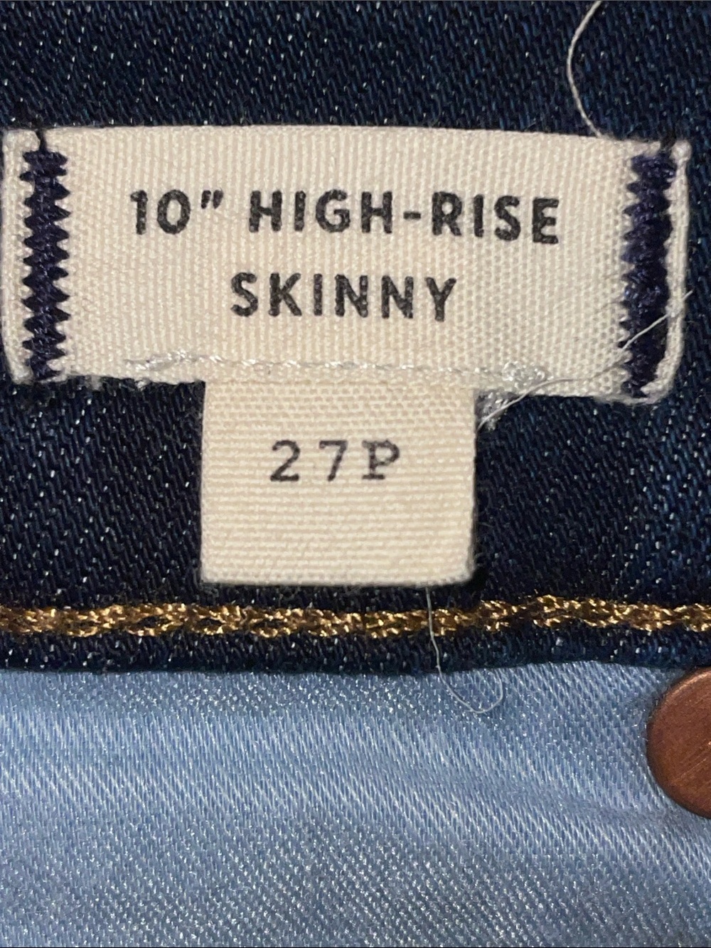 NWOT Madewell Dark Wash/Dark indigo 10” High-Rise Skinny Jeans. 27P - Picture 3 of 9